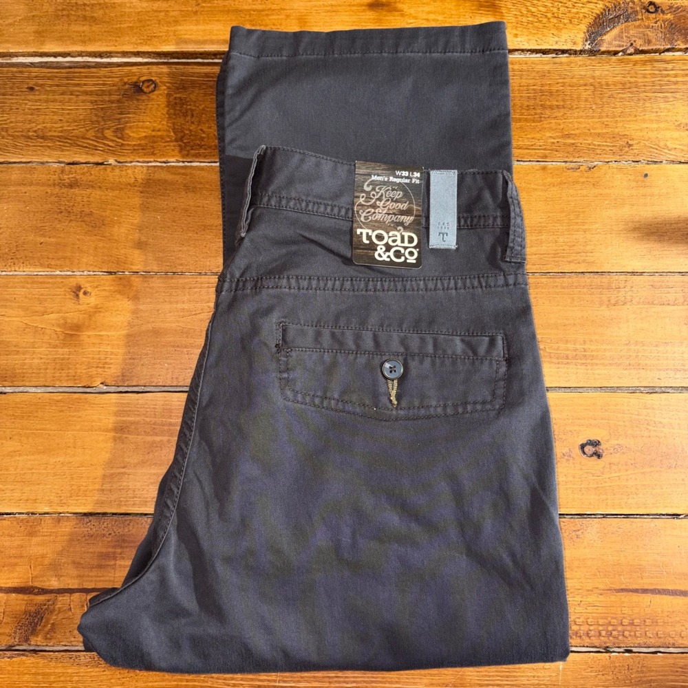 Toad&Co Mission Ridge Pant Men 33x34 Buffalo Brown Regular Fit Organic Chino NEW